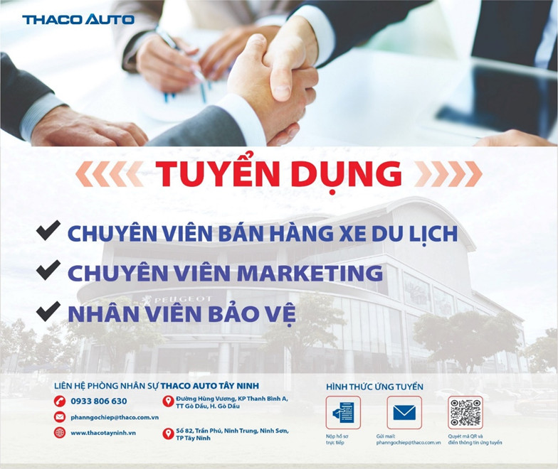 THACO AUTO TÂY NINH TUYỂN DỤNG THÁNG 12